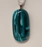 Fused Glass Sea Green and Blue Pendant
