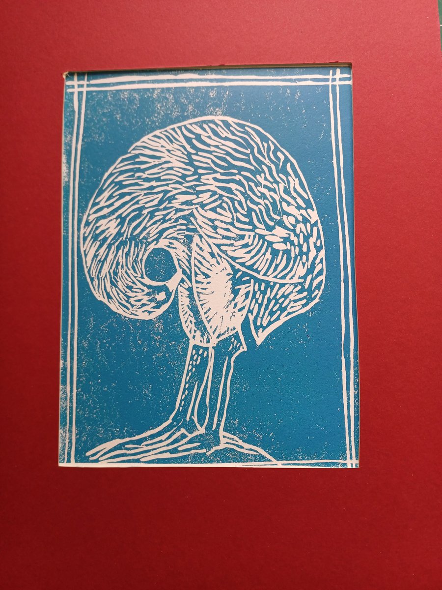 Lino Print on card mount various colours