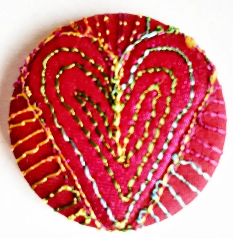 Buttons 1 inch button Hand Dyed Silks and Cottons Free Machine Embroidery Button