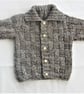 Hand Knitted Basket Weave Patterned Children's Cardigan with Collar - Image 2