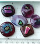 6 Purple fused glass Dichroic decorated cabochons flat back nuggets jewellery