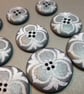 18mm, 22.5mm & 28mm Italian Laser detailing Grey Polyester designer Buttons - Image 3