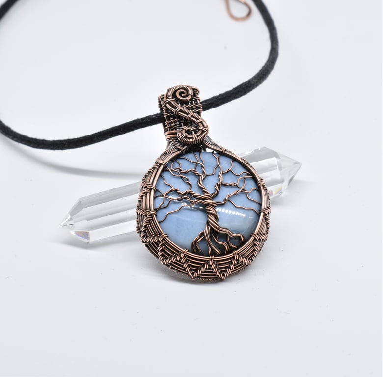 Owyhee Blue Opal and Copper Yggdrasil Tree of Life Pendant