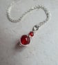 Sterling silver and carnelian pendant, July birthstone necklace in silver - Image 3