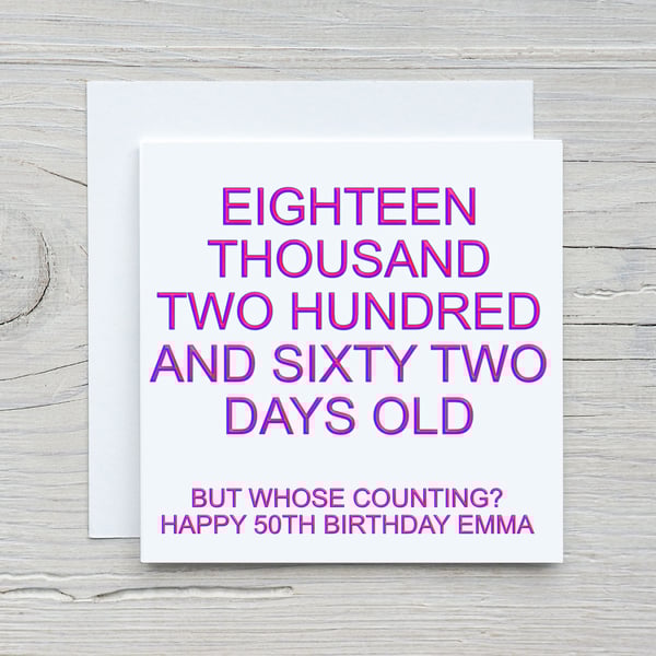 50th Birthday Ladies Personalised Birthday Card