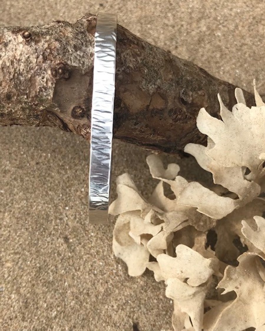 Handmade Solid Sterling Silver 925 Textured Open Cuff Bracelet – Unique Jeweller