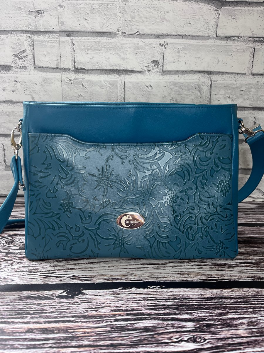 Teal Crossbody faux leather handbag