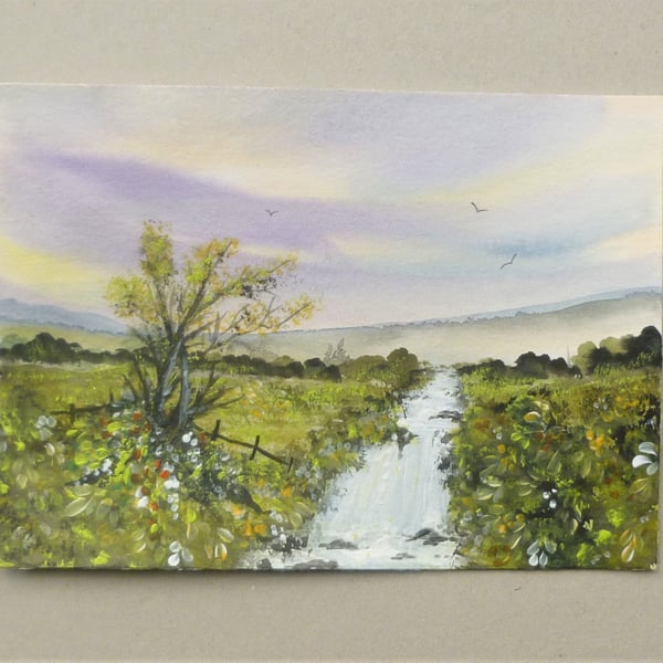 original art watercolour landscape. ( ref F 658 A4 )