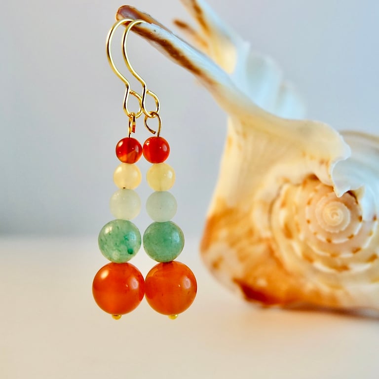 Mixed Gemstone Earrings In Autumn Shades - Handmade In Devon