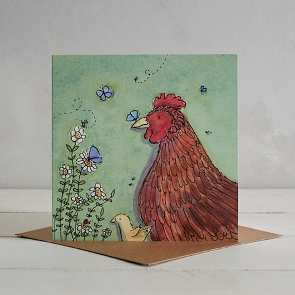 Camilla and Maud Chicken Greetings Card
