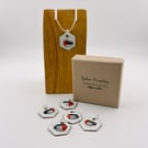 Robin Necklace using enamel and fused glass 