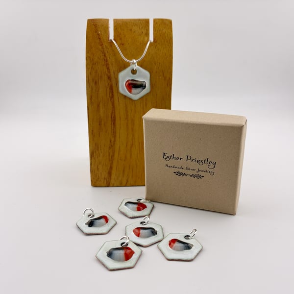 Robin Necklace using enamel and fused glass 