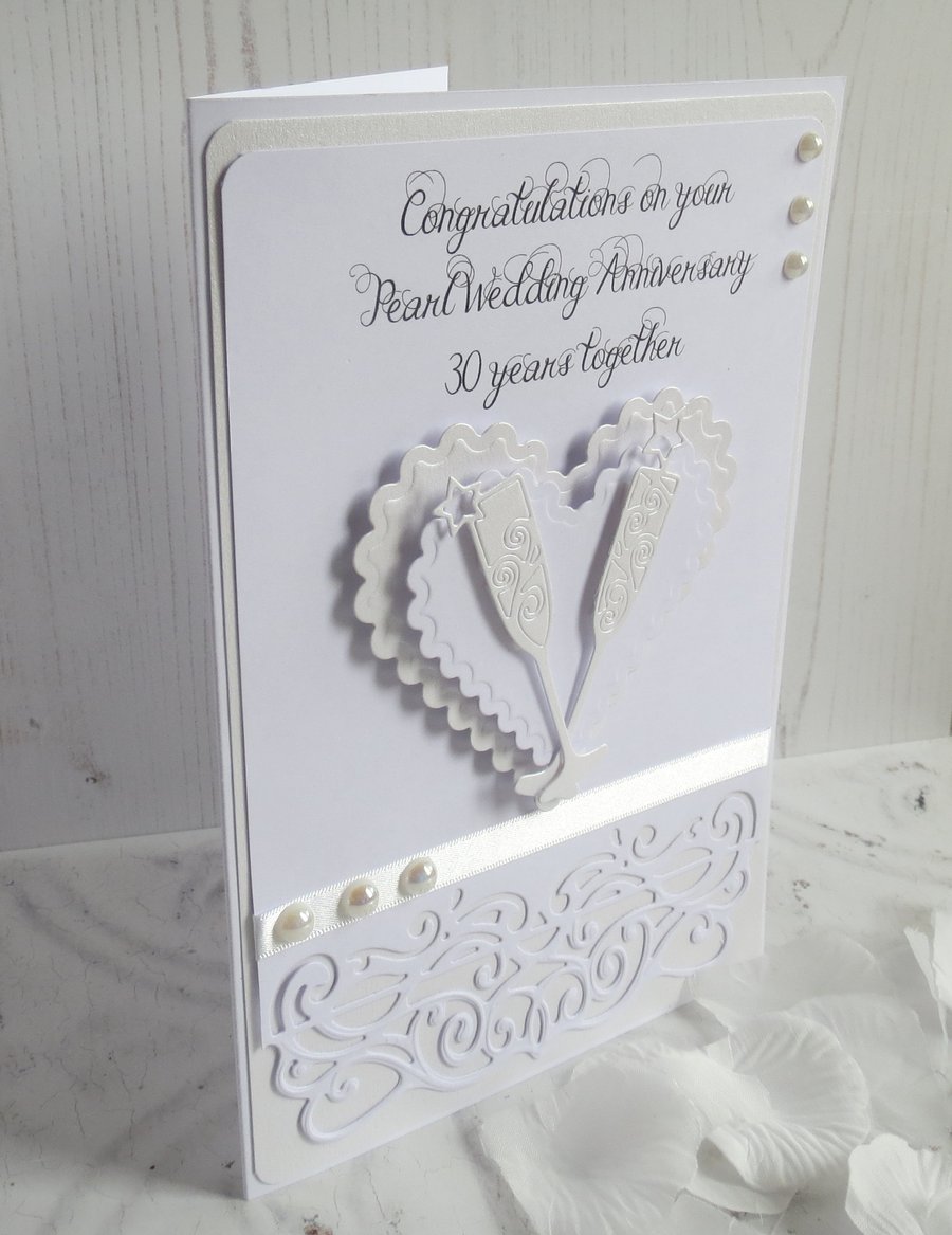 Luxury Pearl Wedding, 30 years, Anniverary card