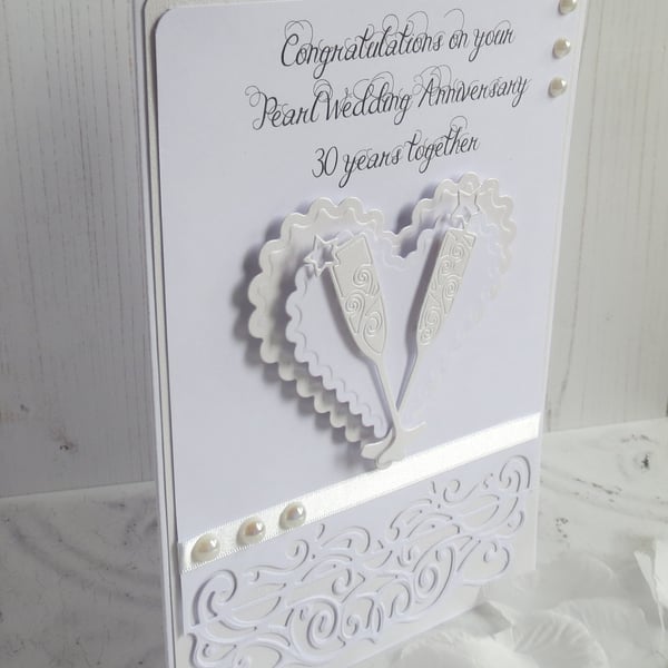 Luxury Pearl Wedding, 30 years, Anniverary card