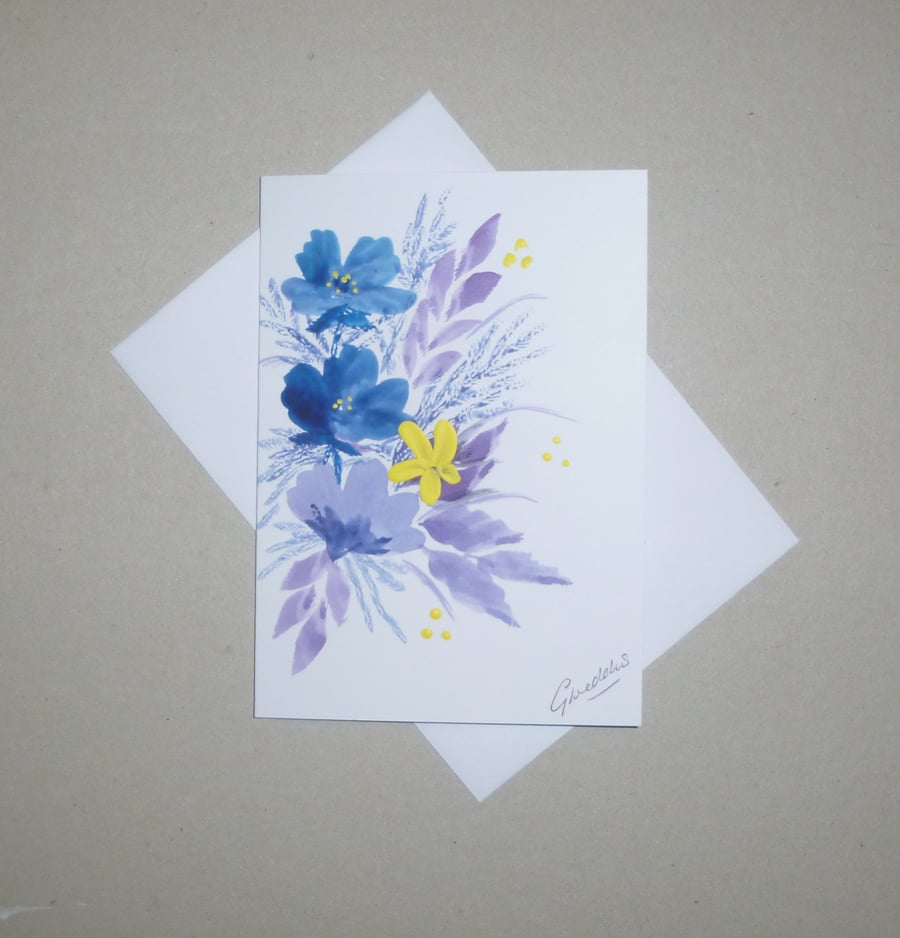 art painting floral flower hand painted greetings card ( ref FA 369 C2 )