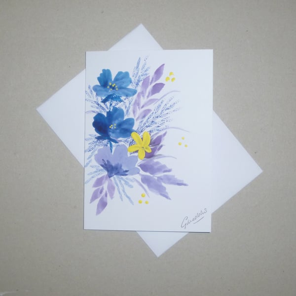 art painting floral flower hand painted greetings card ( ref FA 369 C2 )