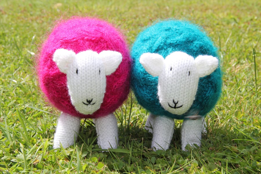 Bright Turquoise Mohair Cabled Snuggly Sheep 