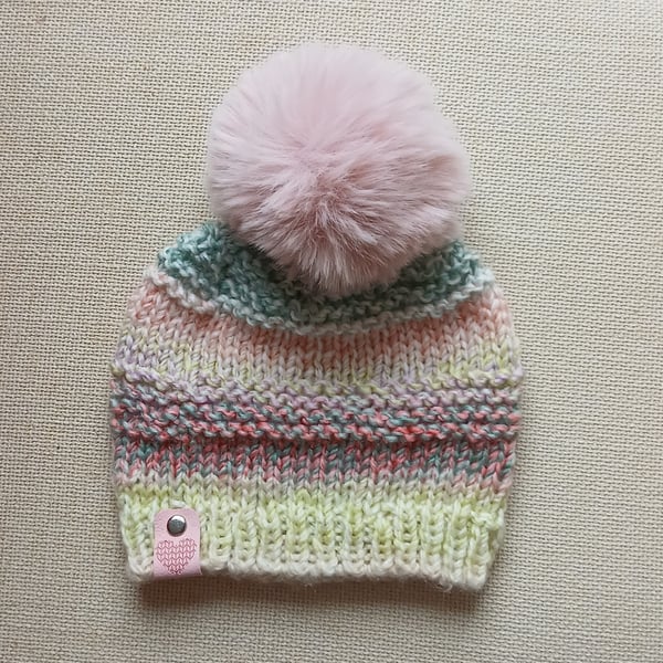 HAND KNIT Babies Springtime Beanie Hat