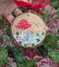 Mouse hand-painted Christmas log slice decoration  - Image 3