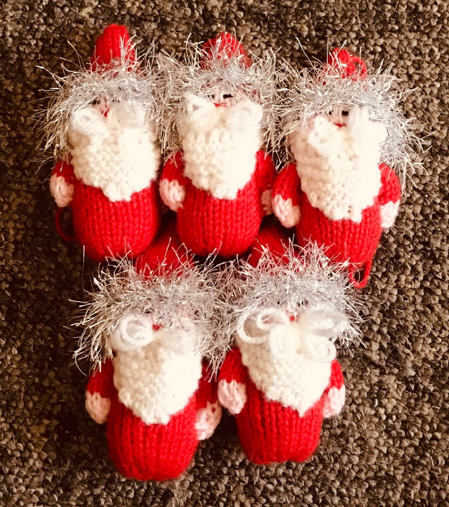 Handmade knitted Santa’s x5