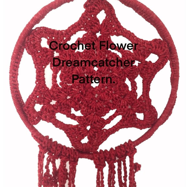 Star flower easy dream catcher crochet PDF pattern, Boho floral dream catcher