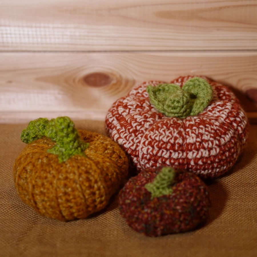 Crochet pumpkin trio 