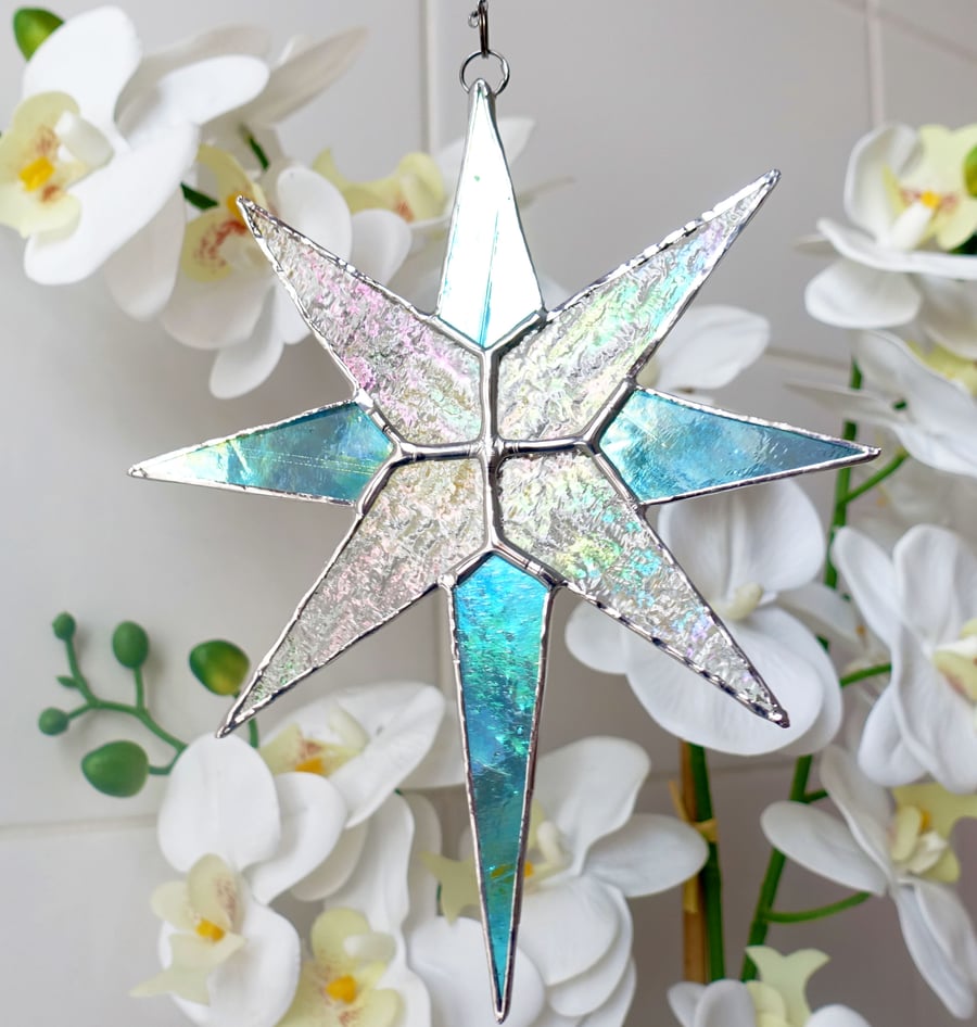 Christmas Star Stained Glass Suncatcher Xmas Plastic Free  Eco Friendly.