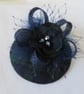 Black Watch Tartan Navy & Black Cocktail Percher Fascinator Mini Hat  - Image 2