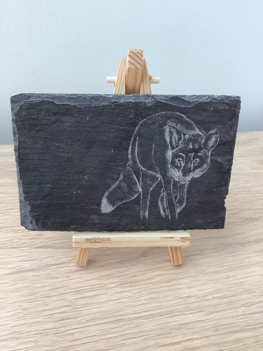 Fox wildlife picture - original art hand carved on slate