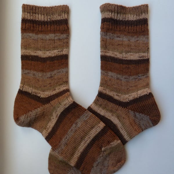 Knitted Ribbed Wool Socks Size 8 to 9