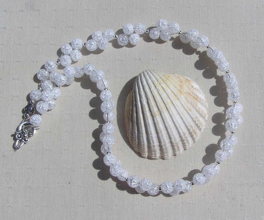 Clear Quartz Gemstone Chunky Statement Chakra Necklace "Arctic Joy"