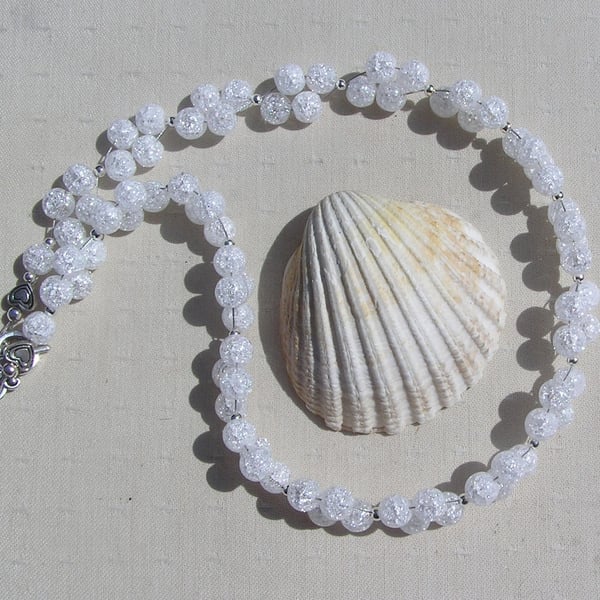 Clear Quartz Gemstone Chunky Statement Chakra Necklace "Arctic Joy"