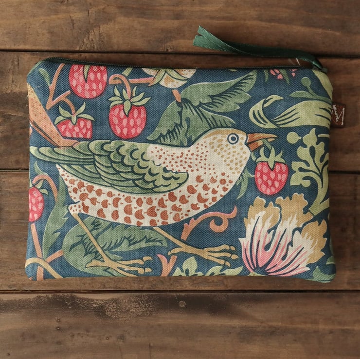 William Morris Strawberry Thief May Pouch Summer - Folksy
