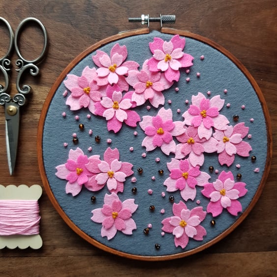 Blossom Layered Felt Flowers -handmade unique wall decoration