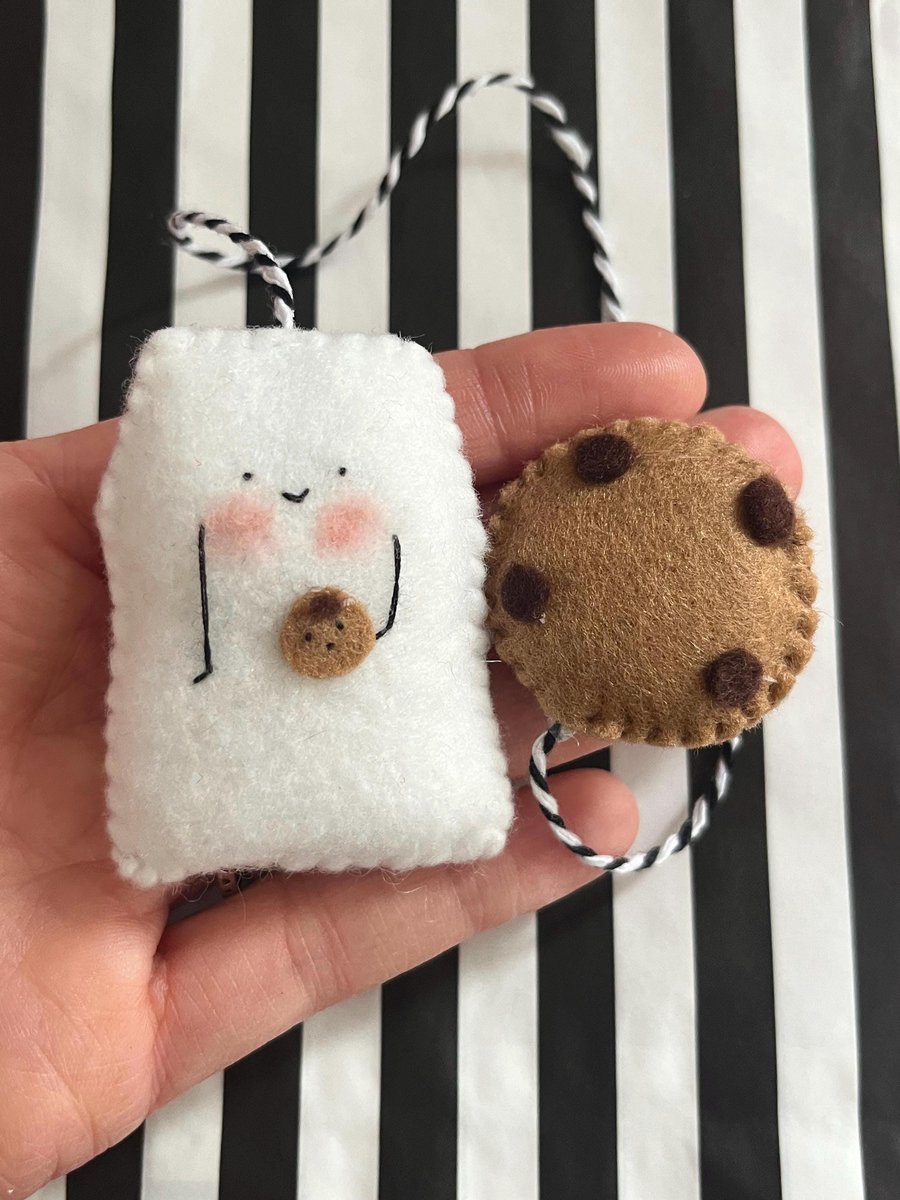 Hand Stitched Felt Bookmark, Tea & Cookie, Book Lover Gift