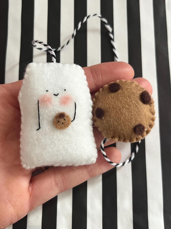 Hand Stitched Felt Bookmark, Tea & Cookie, Book Lover Gift