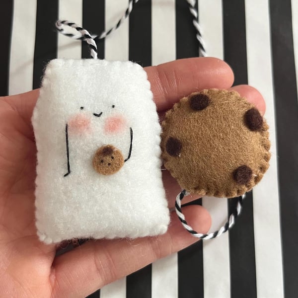 Hand Stitched Felt Bookmark, Tea & Cookie, Book Lover Gift