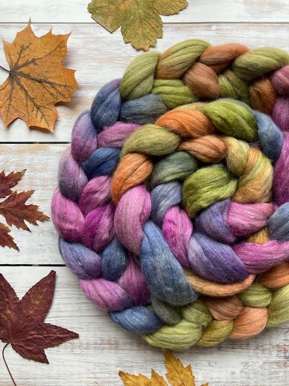 Polwarth, llama & tussah silk fibre 100g Maple syrup 