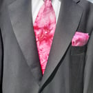 Pink Pure Silk Tie and Hanky set. Hand Dyed and Groovy !