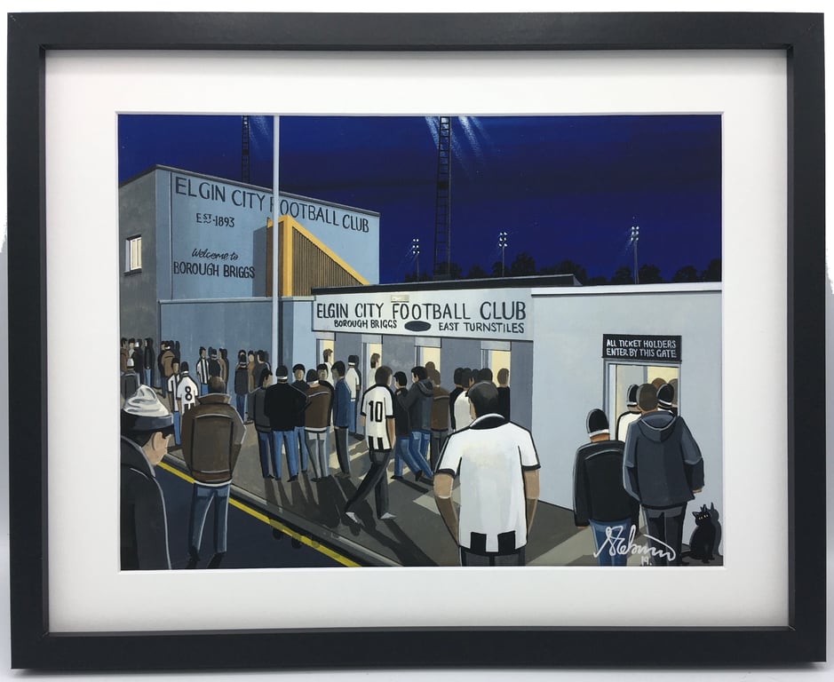 Elgin City F.C, Borough Briggs Stadium High Quality Framed, Football Art Print.
