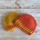 Baby Beanie Hat,  Soft Crochet Hat with Stripe, Choice of Colour and Sizes