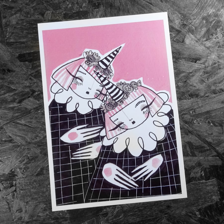 Unicorn girls- Small Poster Print