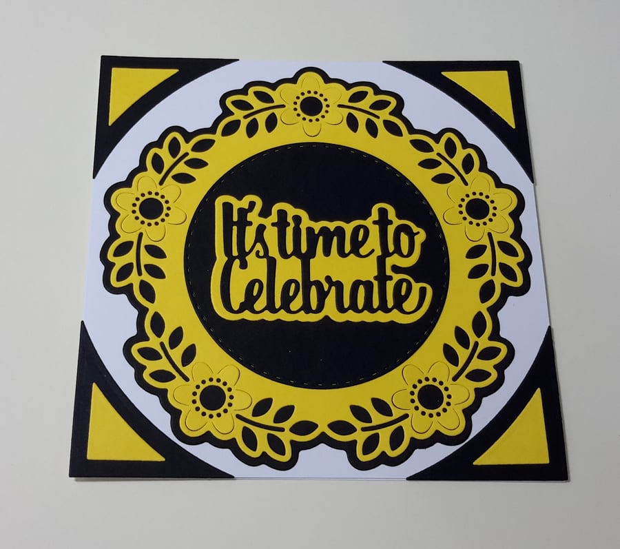 It's Time to Celebrate Greeting Card - Yellow and Black