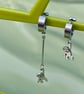 HANGING MONKEY HUGGIE HOOPS mismatched earrings Silver plate cute - Image 2
