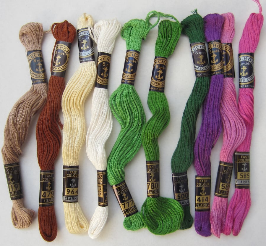 10 Skeins of Anchor Embroidery Threads - Assorted Colours % to Ukraine