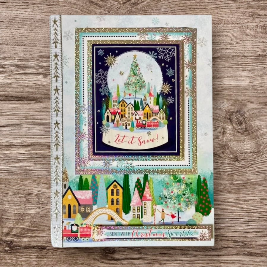 Luxury Christmas Card. Festive Village Christmas Card. 