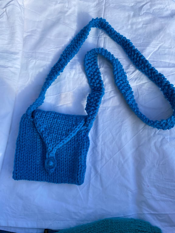 Small, Peacock Blue, Crossbody Knitted Bag