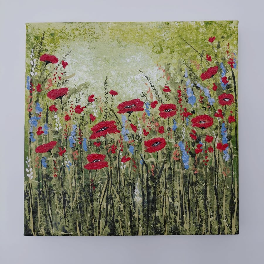 Poppy Field  Original Floral Landscape on Canvas