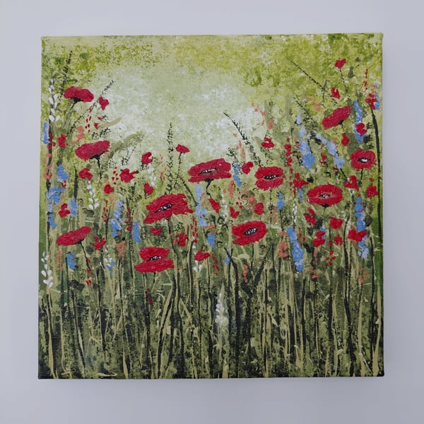 Poppy Field  Original Floral Landscape on Canvas