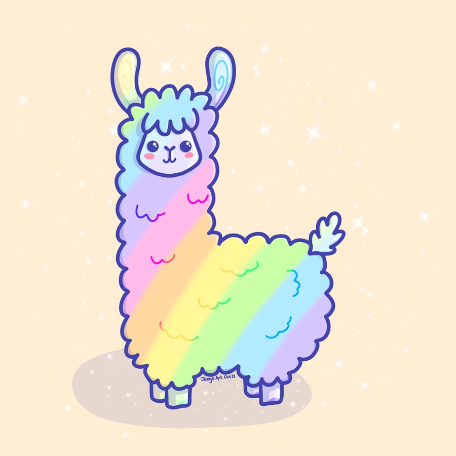 Pastel Rainbow Llama Alpaca - Enhanced Matte Poster 10", 12", 14", 16", 18” Sq